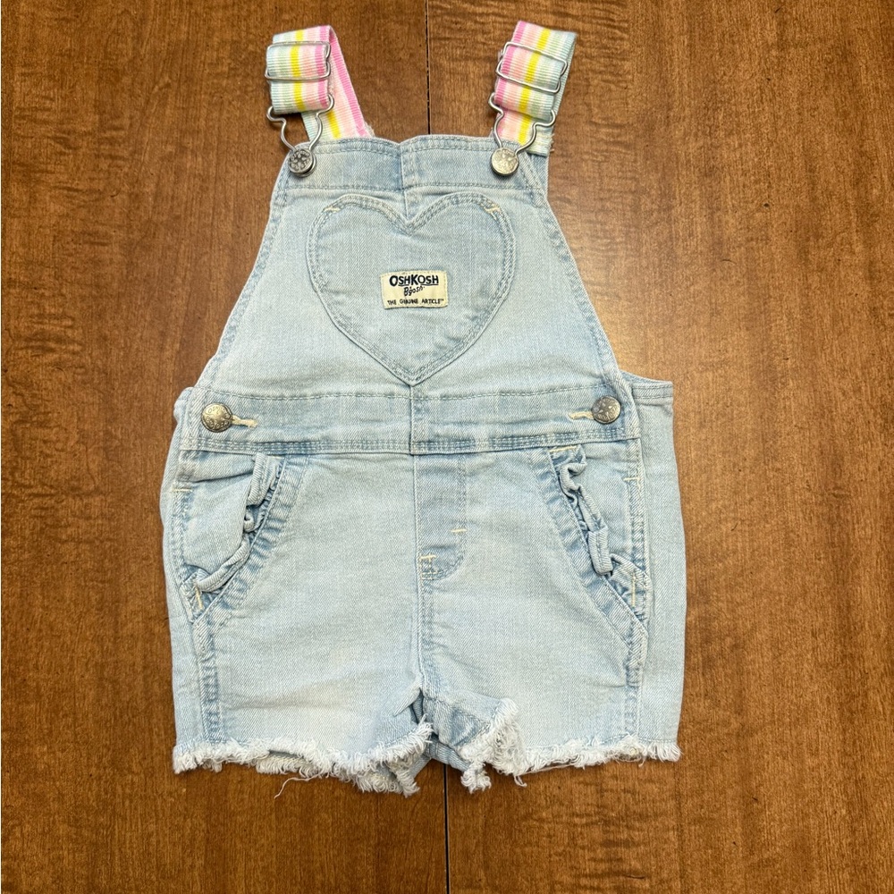 OshKosh B'gosh Baby Girls Denim Overalls with Rainbow Straps